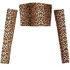 Set: Animal Print Cropped Bandeau Top + Arm Sleeves