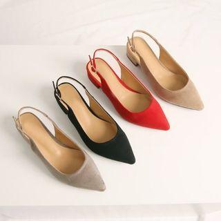 Pointy Suedette Slingback Pumps