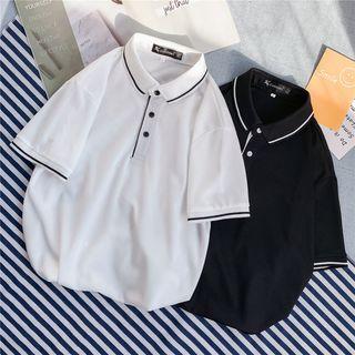 Short-sleeve Contrast Trim Collar T-shirt