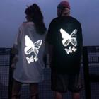 Couple Matching Butterfly Print Elbow-sleeve T-shirt