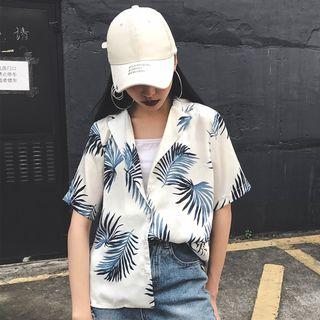 Leaf Print Short-sleeve Shirt