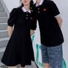 Couple-matching Short-sleeve Mini A-line Polo Dress / Polo Shirt