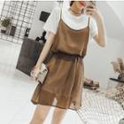 Set: Short-sleeve T-shirt Dress + Camisole Top + Skirt