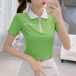 Short-sleeve Zip Placket Polo Shirt