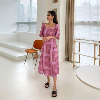 Square-neck Patterned Dress