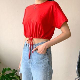 Drawcord-hem Belly T-shirt