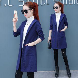 Hooded Open-front Knit Cardigan