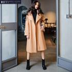 Open-front Lapel Wool Jacket With Sash