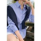 Stripe Boxy Fit Shirt Blue - One Size