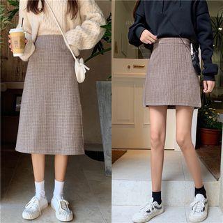 Plaid Mini / Midi A-line Skirt