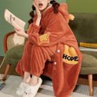 Loungewear Set : Fleece Star Embroidered Hooded Robe + Pants