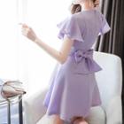 Ruffle Short-sleeve Tie-waist A-line Dress