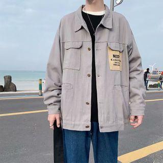 Lettering Panel Shirt Jacket
