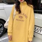 Lettering Half-zip Midi Sweatshirt Dress