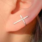Alloy Cross Earring 1 Pair - With Earring Back - Silver - One Size