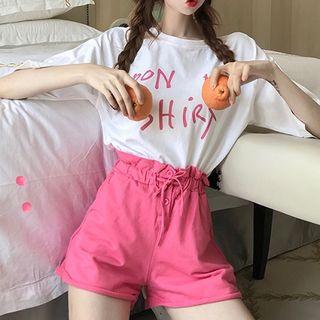 Elbow-sleeve Letter T-shirt / Sweatshorts
