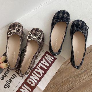 Plaid Round-toe Flats