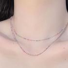 Layered Beaded Necklace Pink - One Size