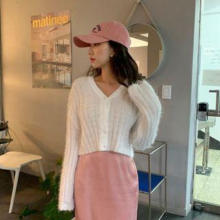 Crop Furry-knit Cardigan