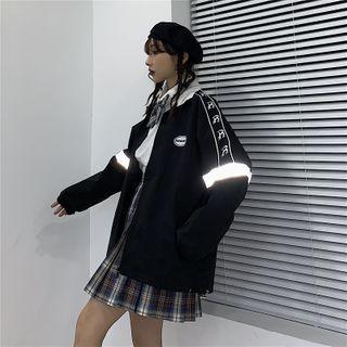 Reflective Print Zip-up Jacket