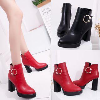 Hoop Detail High Heel Ankle Boots