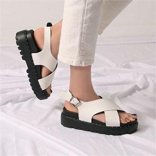 Cross-strap Sling-back Studded Sandals