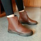 Faux Leather Zipper Accent Chelsea Ankle Boots
