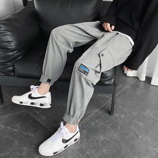 Lettering Cropped Cargo Jogger Pants