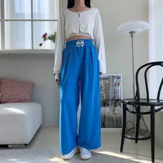 Label-detail Wide-leg Pants