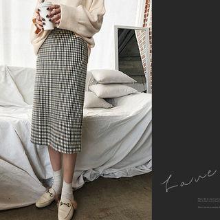 Shepard Plaid H-line Midi Skirt
