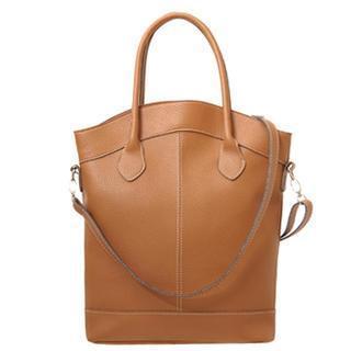 Faux Leather Tote Camel - One Size