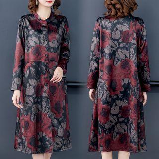 Flower Print Midi Buttoned Jacket