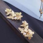 Faux Pearl Butterfly Hair Clip 1 Pair - I47 - Gold - One Size