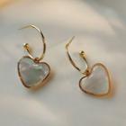 Shell Heart Drop Earring 1 Pair - C - 307 - Gold Trim - White - One Size