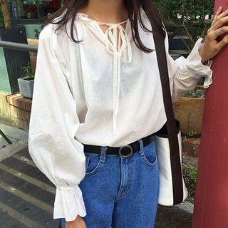 Frill Trim Bell-sleeve Top