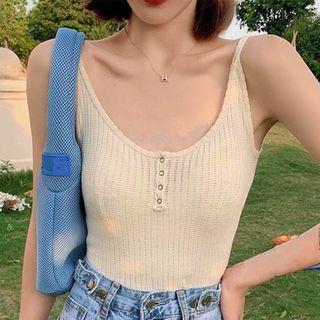 Ribbed Henley Camisole Top