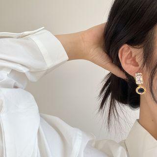 Rhinestone Drop Earring E388 - 1 Pair - Gold - One Size