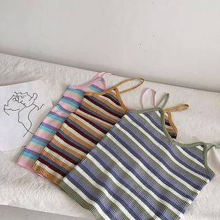 Color-block Striped Slim-fit Knit Camisole Top