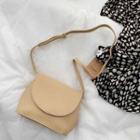Faux Leather Canvas Panel Crossbody Bag