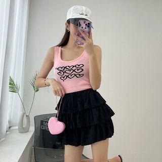 Drawstring Layered Miniskirt With Inset Shorts