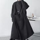 Stand-collar Asymmetric Woolen Long Coat