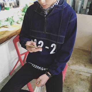 Printed Denim Hoodie