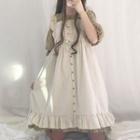 Set: Sleeveless Buttoned A-line Lolita Dress + Elbow-sleeve Dress