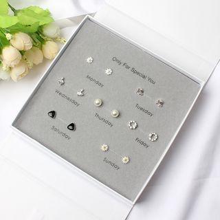 Set: Stud Earring (various Designs) (7 Pairs) Set - One Size