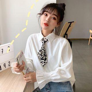 Set: Bell-sleeve Shirt + Tie