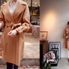 Wide-collar Wool Coat With Sash
