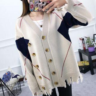 Patterned Ripped Cardigan