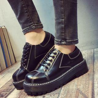 Platform Stitch Detailed Lace Up Shoes