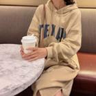 Long-sleeve Letter Print Midi Hoodie Dress