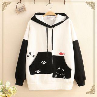 Asymmetric Pocket Color-block Hoodie